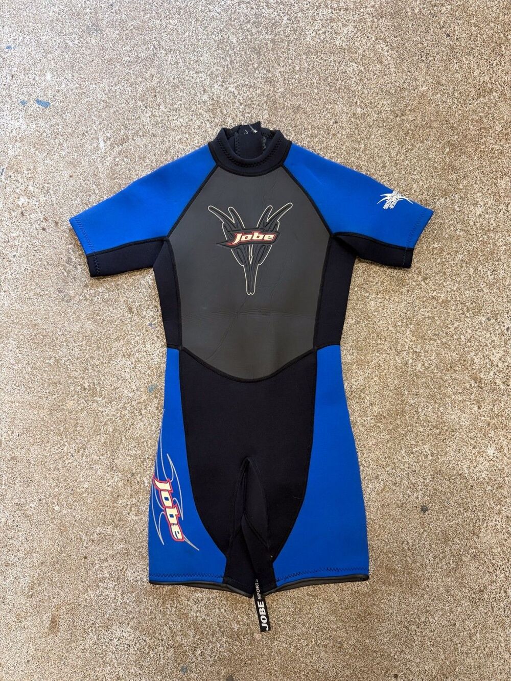 JOBE Black & Blue Short Sleeve Shorty Wetsuit Nylon Kids Size 10 (or Size 140)